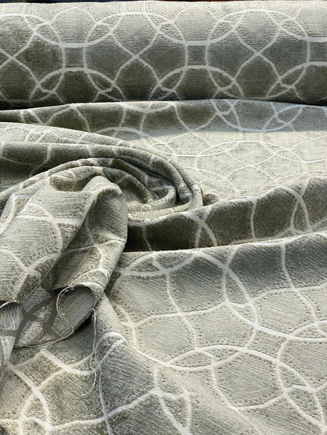 Lavish Chenille Upholstery Fabric - Sage Green Patterned Woven, 54" Width (1 Yard)