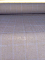 Wool Polyamide Elastane Checked Blue Fabric