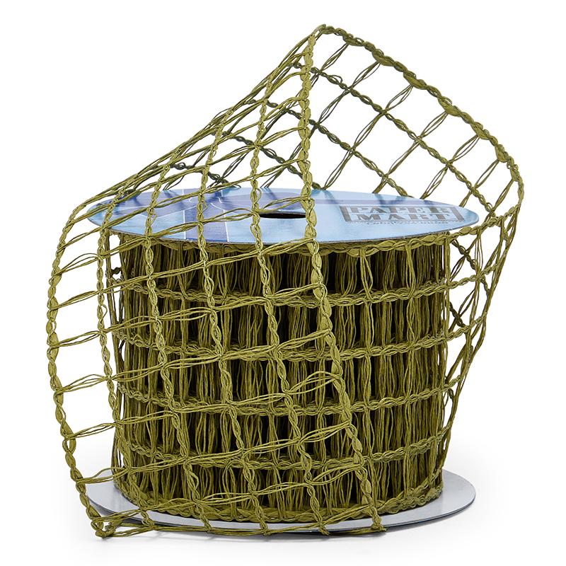 Big Square Mesh Net Wired Ribbon 3 3/4 '' X 10 yd Moss Color 1 / roll