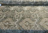 Barrow Chenille Upholstery Fabric - Thyme Green, Antique Green With Beige And Antique Gold Design, 56" Width (1 Yard)