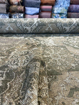 Barrow Chenille Upholstery Fabric - Thyme Green, Antique Green With Beige And Antique Gold Design, 56" Width (1 Yard)
