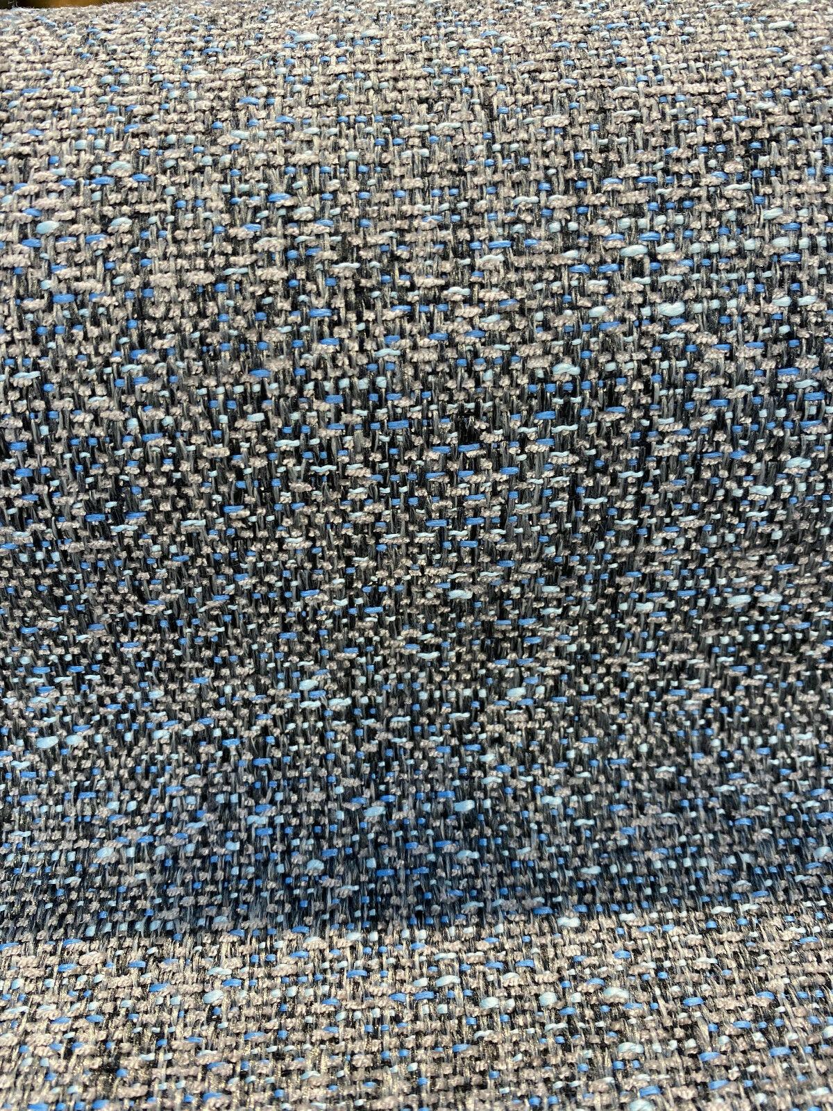 Riley Blue Pacific Chenille Upholstery Fabric - Dark Gray With Blue Hints, 56" Width (1 Yard)