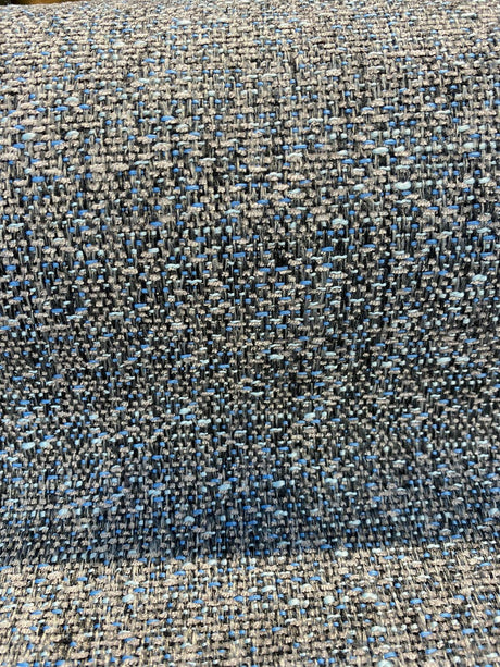 Riley Blue Pacific Chenille Upholstery Fabric - Dark Gray With Blue Hints, 56" Width (1 Yard)