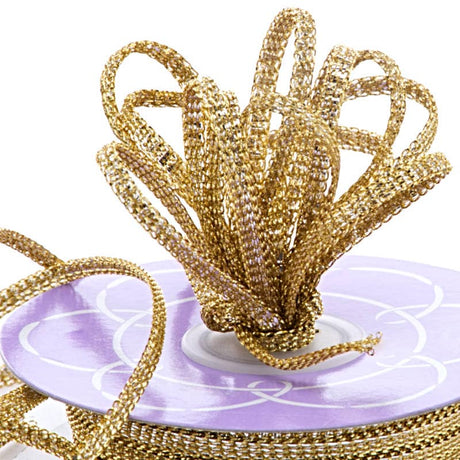 Gold W/ Silver Flat Metallic Trim  5 mm  40 yd  - 1 / ROLL