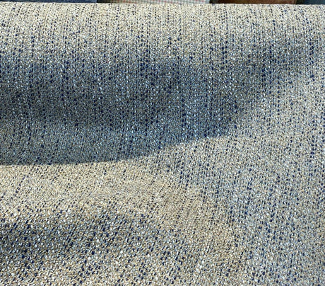 Hampton Blue Coast Tweed Polyester Fabric - Navy Blue, Light Blue, Gray, Beige Tweed, 54" Width (1 Yard)