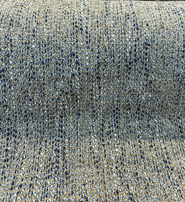 Hampton Blue Coast Tweed Polyester Fabric - Navy Blue, Light Blue, Gray, Beige Tweed, 54" Width (1 Yard)