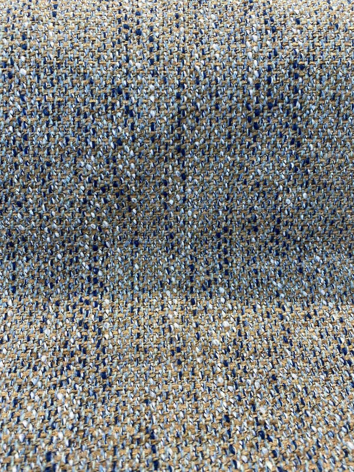Hampton Blue Coast Tweed Polyester Fabric - Navy Blue, Light Blue, Gray, Beige Tweed, 54" Width (1 Yard)