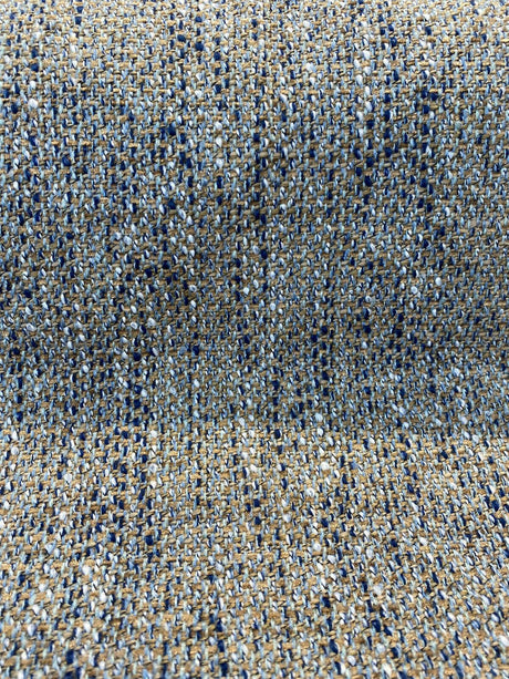 Hampton Blue Coast Tweed Polyester Fabric - Navy Blue, Light Blue, Gray, Beige Tweed, 54" Width (1 Yard)