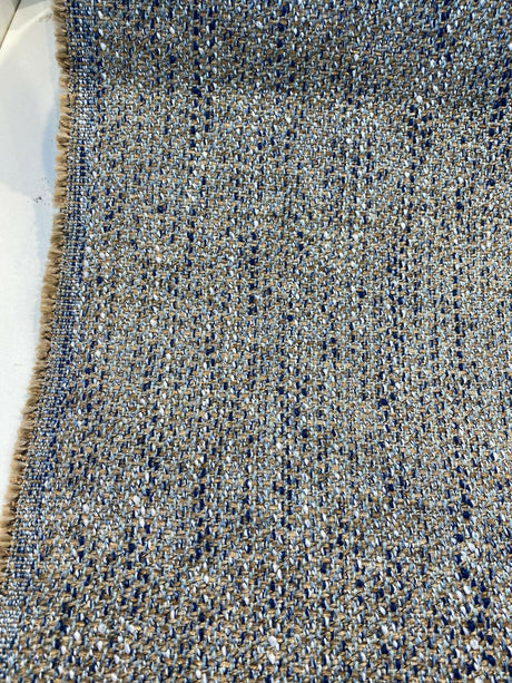 Hampton Blue Coast Tweed Polyester Fabric - Navy Blue, Light Blue, Gray, Beige Tweed, 54" Width (1 Yard)