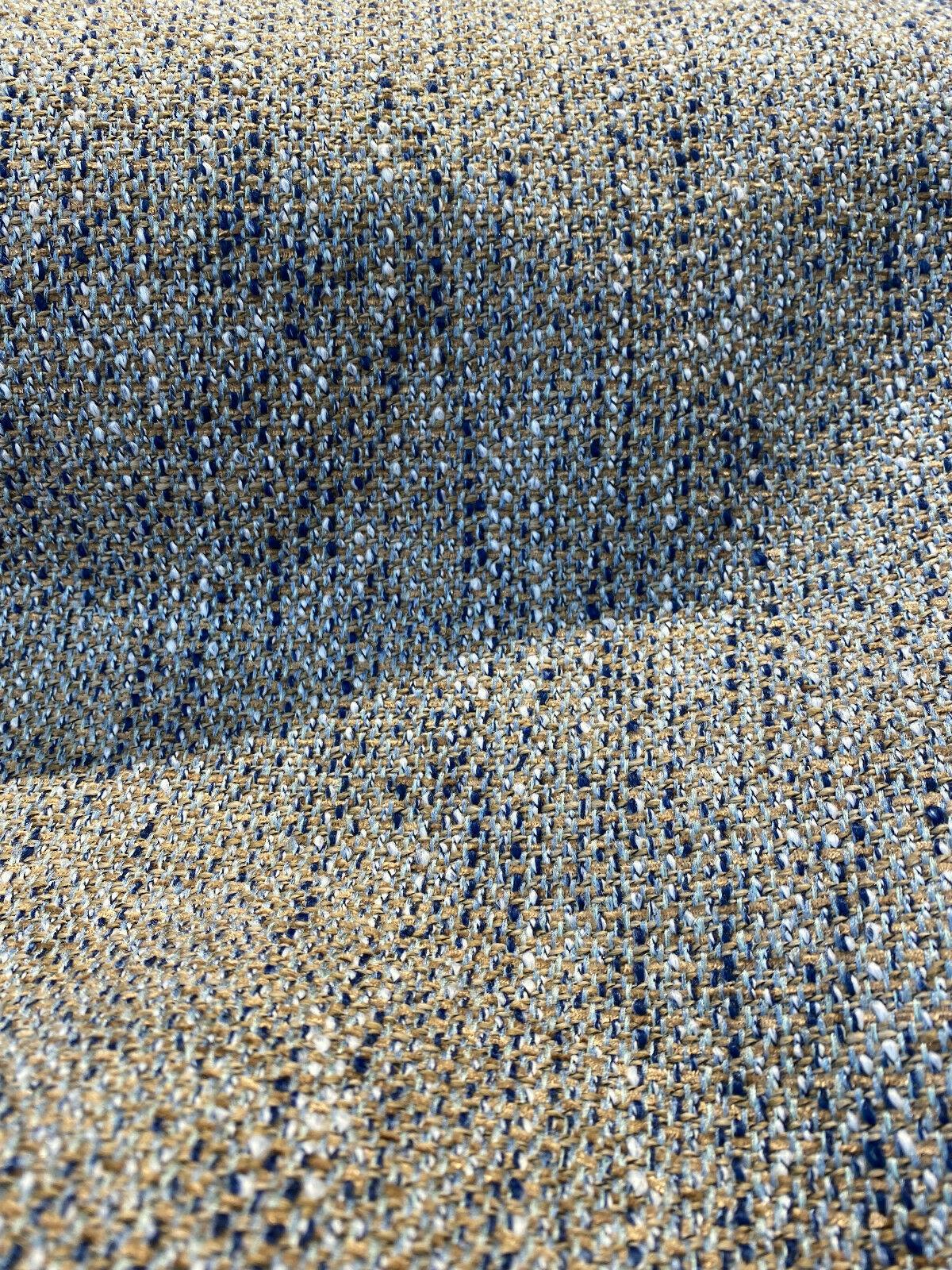 Hampton Blue Coast Tweed Polyester Fabric - Navy Blue, Light Blue, Gray, Beige Tweed, 54" Width (1 Yard)
