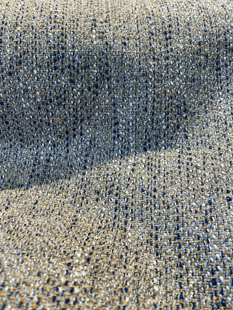 Hampton Blue Coast Tweed Polyester Fabric - Navy Blue, Light Blue, Gray, Beige Tweed, 54" Width (1 Yard)