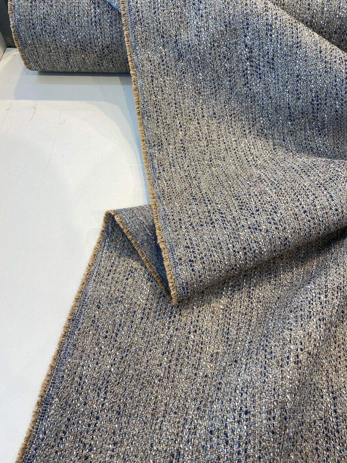 Hampton Blue Coast Tweed Polyester Fabric - Navy Blue, Light Blue, Gray, Beige Tweed, 54" Width (1 Yard)