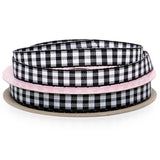 Narrow Gingham Ribbon Black / White Color 1 / ROLL
