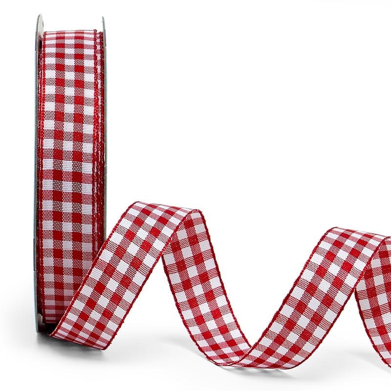 Red Gingham Weave Ribbon – 3/8" x 25 Yards (1 Roll)