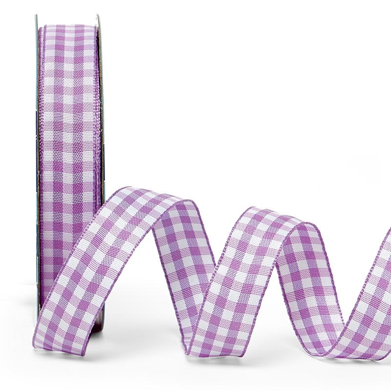Purple Gingham Weave Ribbon – 5/8" x 25 Yards (1 Roll)