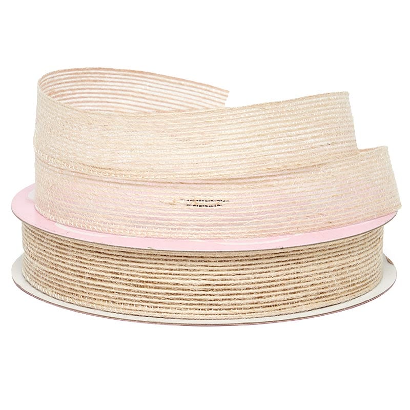 Cream Colored Jute Ribbon – 1" x 25 Yards (1 Roll)