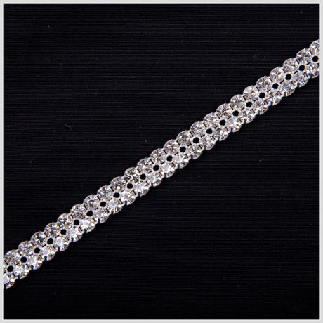 2 Rows Crystal/Silver Metal & Czech Rhinestone