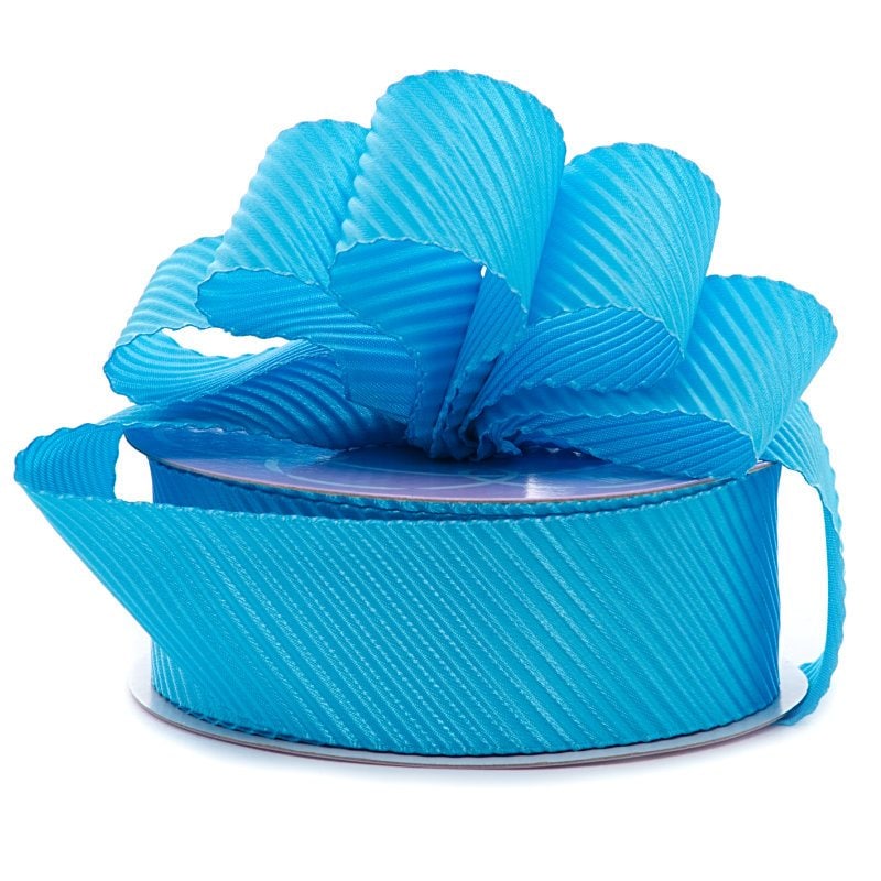 Diagonal Embossed Satin Ribbon 7/8 '' X 25 yd Turquoise Color 1 / roll