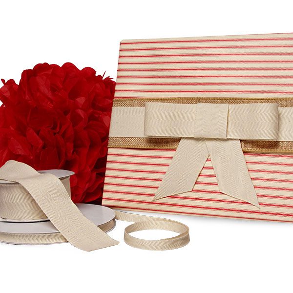 Natural Colored Cotton Ribbon 3/8 '' X 25 yd 1 / ROLL