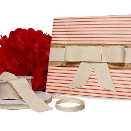 Natural Colored Cotton Ribbon 3/8 '' X 25 yd 1 / ROLL