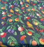 Parrots Macaw Bird Fruits Noir Cotton Fabric - Green Leaves, Blue Red And Orange Birds, 54" Width, 25" Horizontal Repeat, 24" Vertical Repeat (1 Yard)