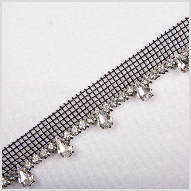 1" Crystal/Silver/Black Metal & Czech Rhinestone