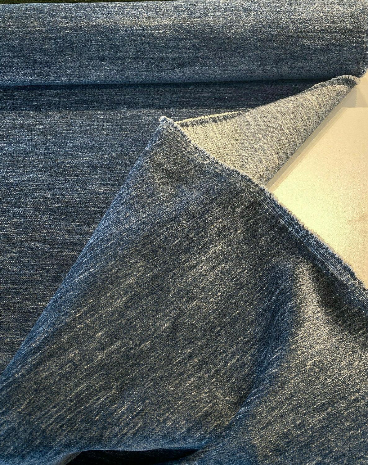 Lush Upholstery Soft Chenille Fabric - Blue Denim, 56" Width, Railroaded (1 Yard)