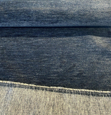 Lush Upholstery Soft Chenille Fabric - Blue Denim, 56" Width, Railroaded (1 Yard)