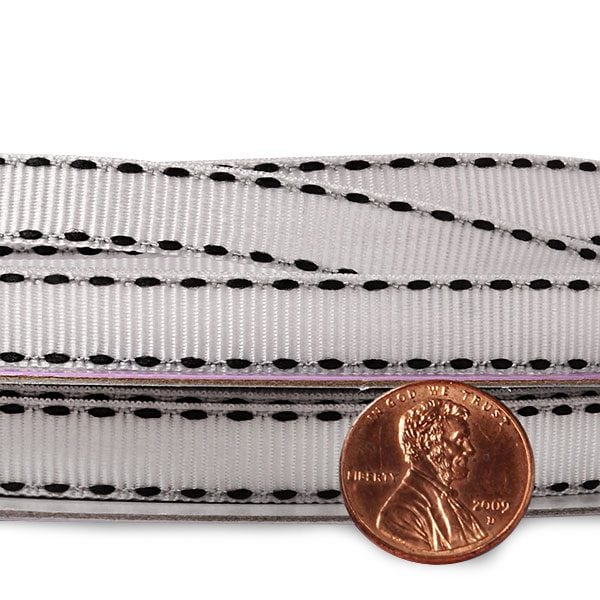 White Narrow Saddle/Side Stitched Grosgrain Ribbon – 3/8" x 25 Yards (1 Roll)
