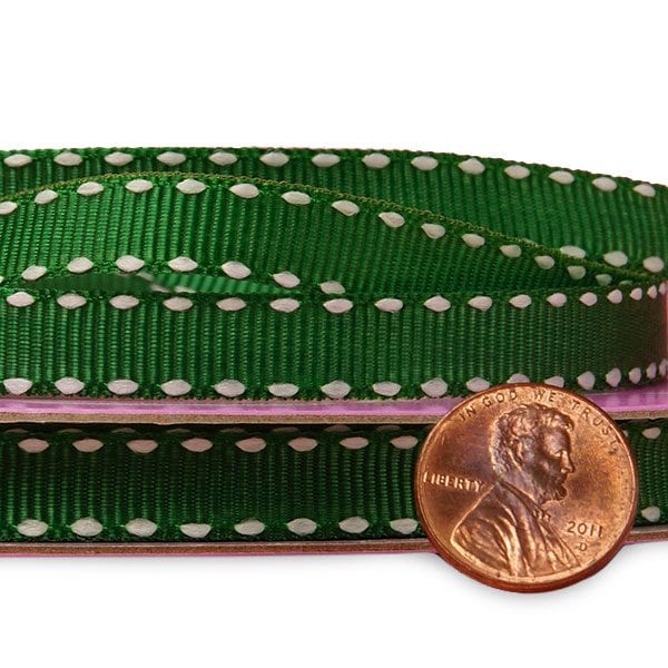 Emerald Narrow Saddle/Side Stitched Grosgrain Ribbon – 3/8" x 25 Yards (1 Roll)
