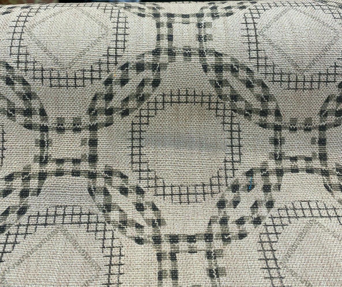 Check Around Graphite Linen Fabric - Graphite Check Pattern, 54" Width (1 Yard)