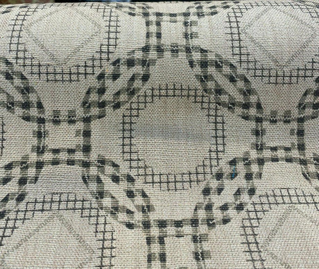 Check Around Graphite Linen Fabric - Graphite Check Pattern, 54" Width (1 Yard)