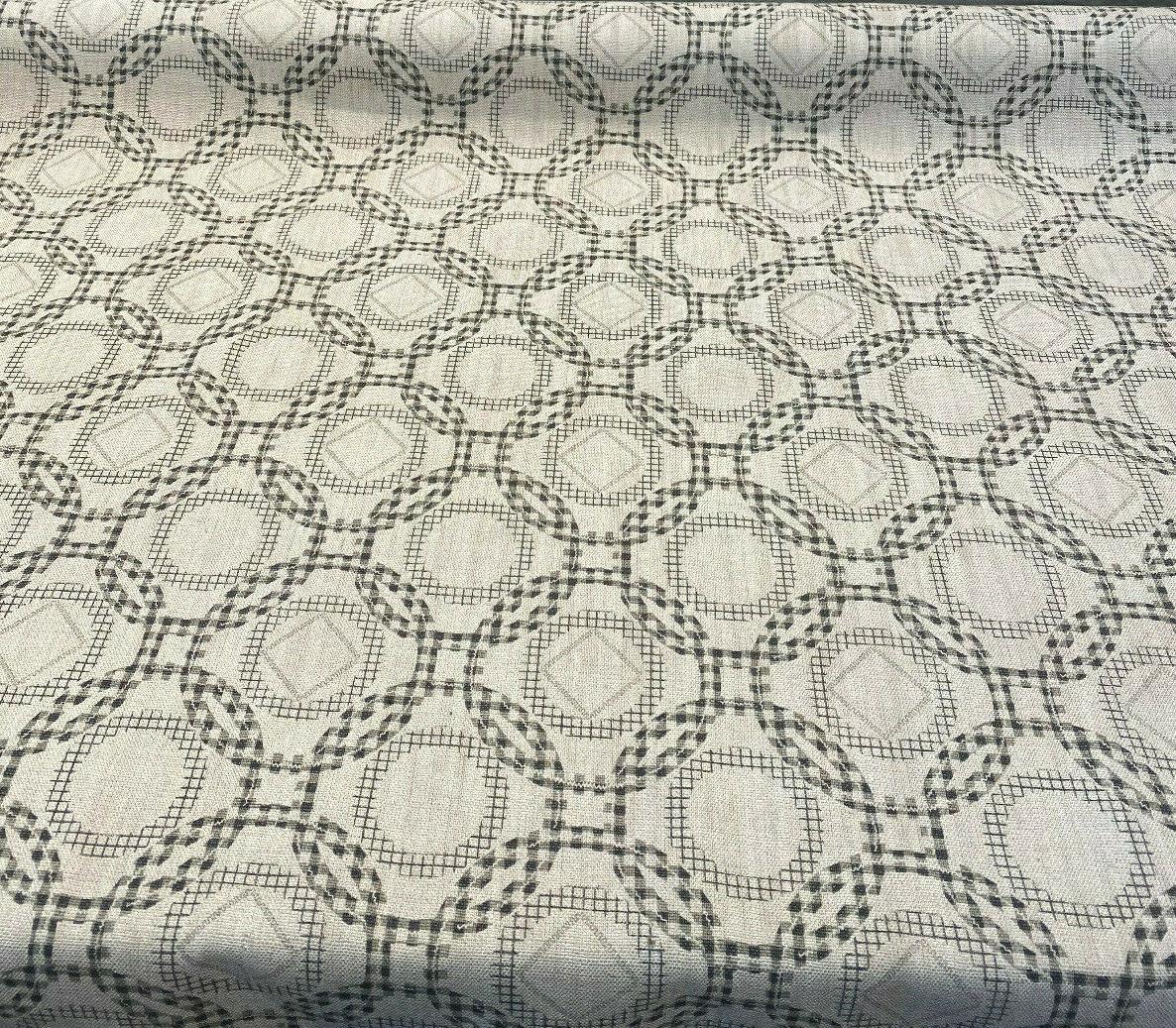 Check Around Graphite Linen Fabric - Graphite Check Pattern, 54" Width (1 Yard)