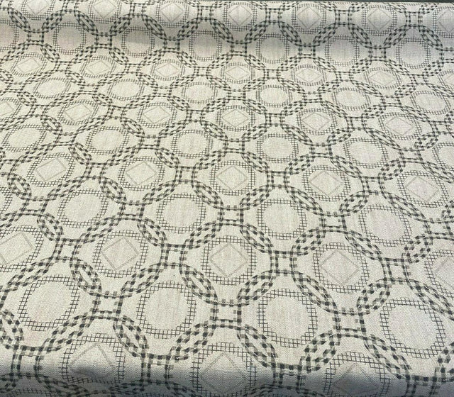 Check Around Graphite Linen Fabric - Graphite Check Pattern, 54" Width (1 Yard)