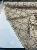 Check Around Graphite Linen Fabric - Graphite Check Pattern, 54" Width (1 Yard)
