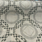 Check Around Graphite Linen Fabric - Graphite Check Pattern, 54" Width (1 Yard)