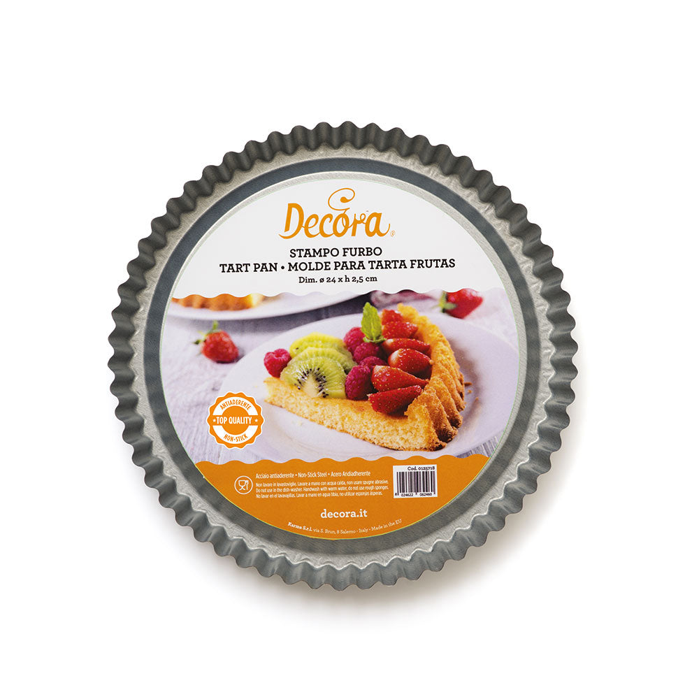 Decora Fluted Round Flan Tart Pan, 9.4" Dia. x 1.2"