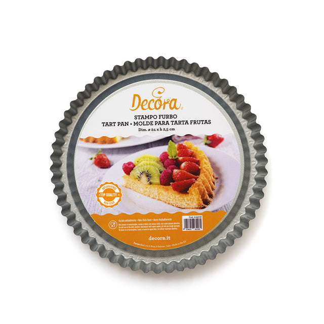 Decora Fluted Round Flan Tart Pan, 9.4" Dia. x 1.2"