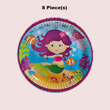 8 Ct. Mermaid Party Paper Dinner Plates Underwater Theme Birthday Supplies 9"