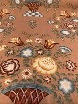 American Folk Art Floral Vingate Cotton Fabric - Pale Pink, Yellow And Blue Floral Print, 56" Width (1 Yard)