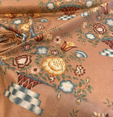 American Folk Art Floral Vingate Cotton Fabric - Pale Pink, Yellow And Blue Floral Print, 56" Width (1 Yard)