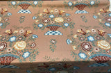 American Folk Art Floral Vingate Cotton Fabric - Pale Pink, Yellow And Blue Floral Print, 56" Width (1 Yard)