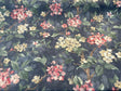 Floral Ada Tint Pink Cotton Canvas Fabric - Noir Black Background, Antique Gold, Tinted Pink Red Flowers, Green Branches, Brown Trees, 54" Width (1 Yard)