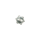 Crystal Rhinestone and Silver Metal Czech Button - 14L/9mm
