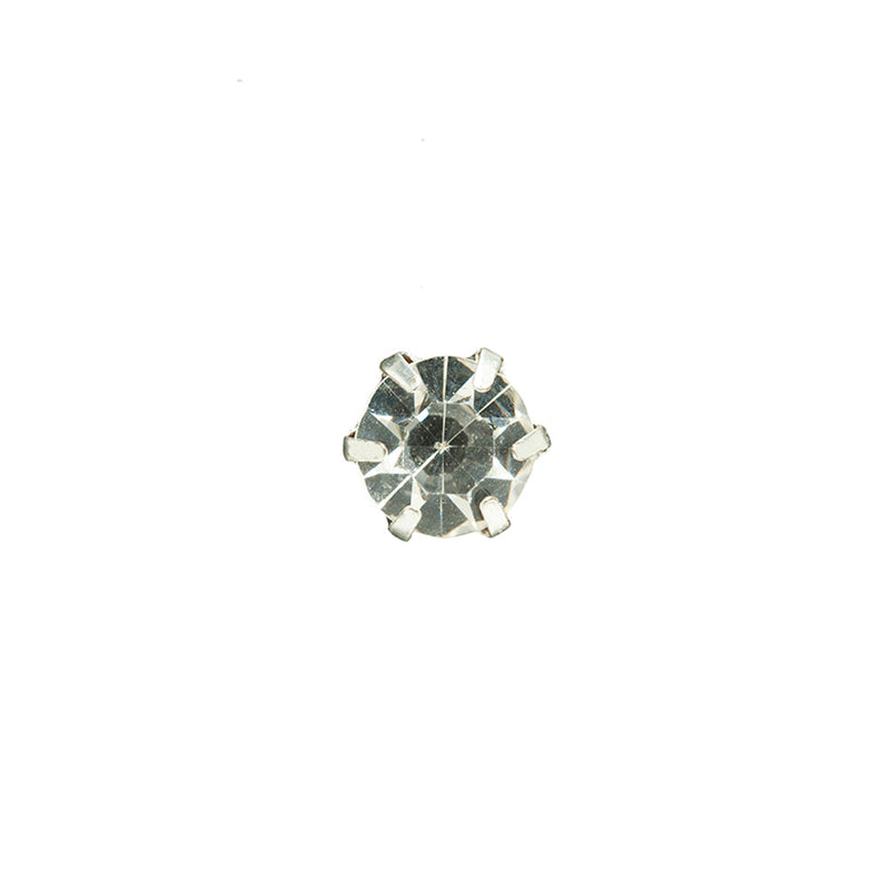 Crystal Rhinestone and Silver Metal Czech Button - 14L/9mm