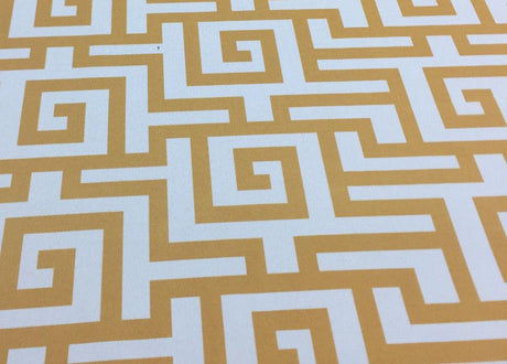Terrasol Indoor Outdoor Athens Greek Key Yellow Spun Polyester Fabric - Yellow And Cream Greek Key, 54" Width (1 Yard)