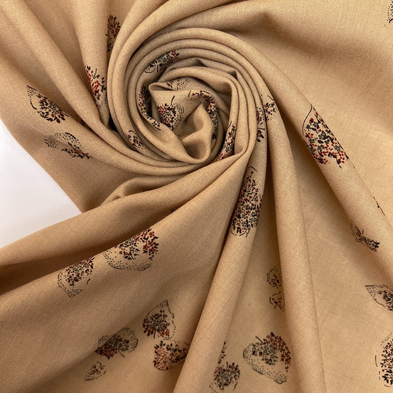 Printed Beige Wool Fabric