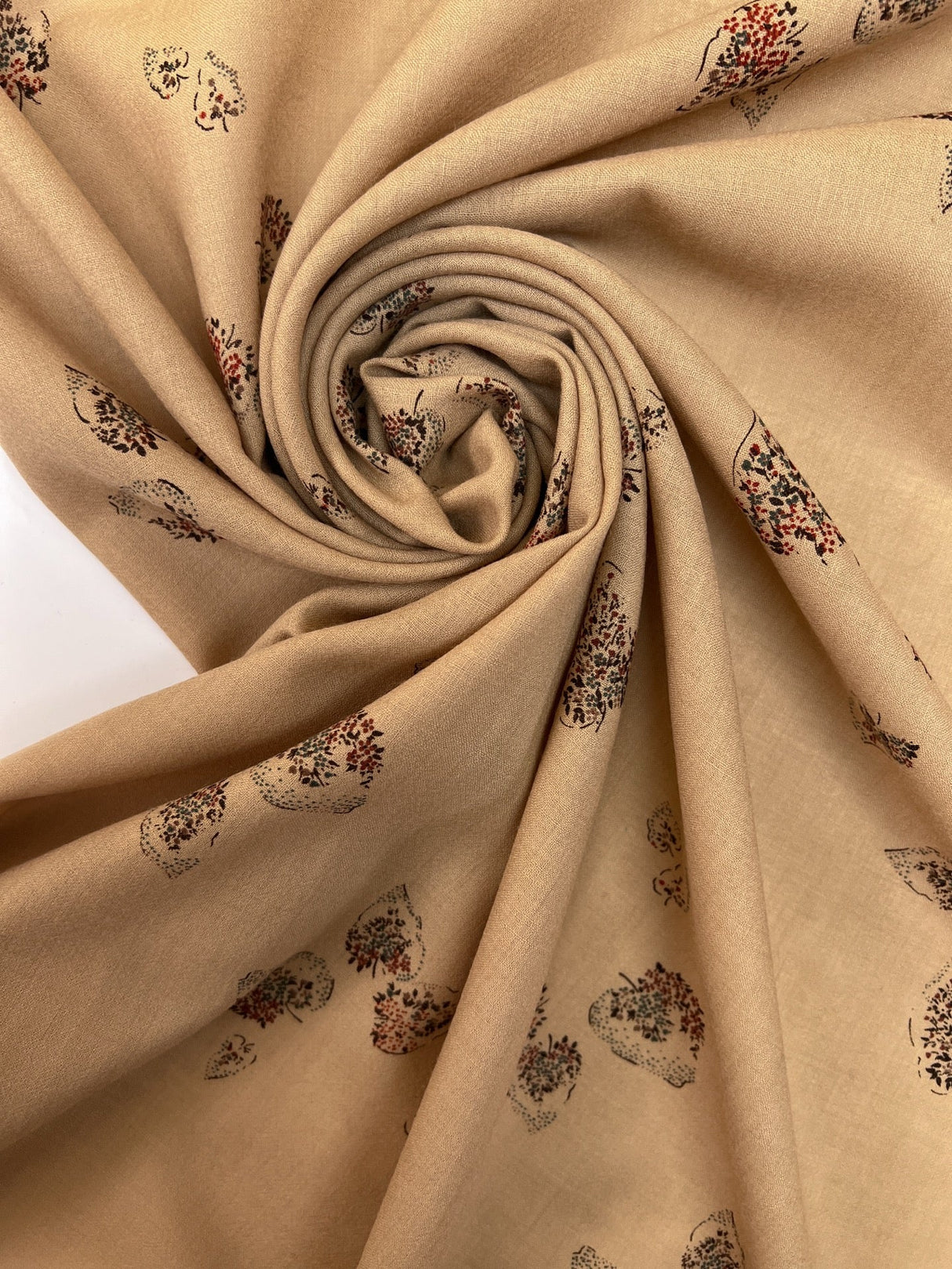 Printed Beige Wool Fabric