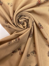 Printed Beige Wool Fabric