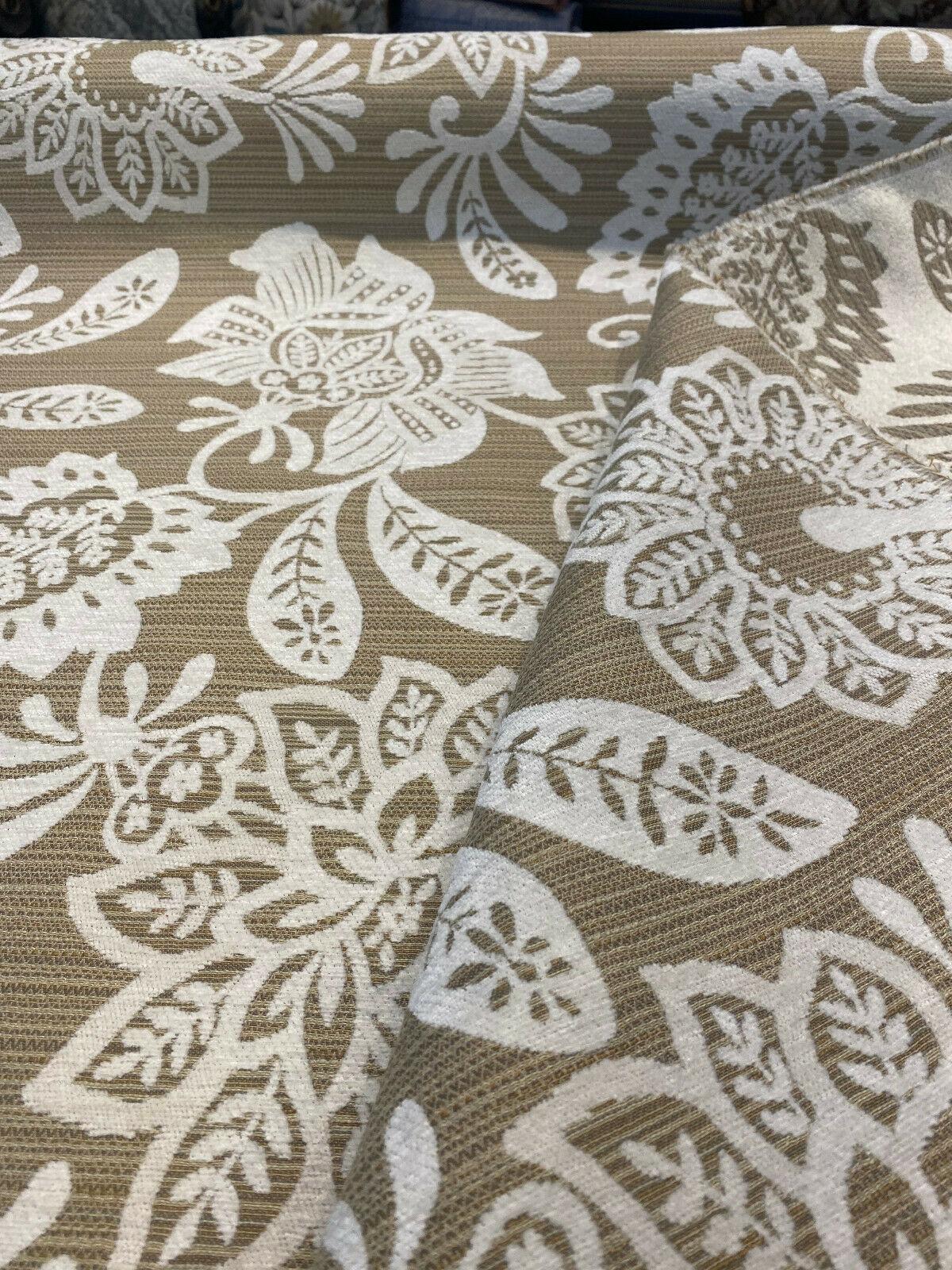 Robert Allen Mettaline Chenille Fabric - Pumice Floral, 58" Width (1 Yard)
